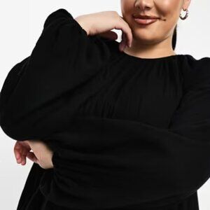 ASOS Curve Double Cloth Trapeze Maxi Dress, Black - 26W